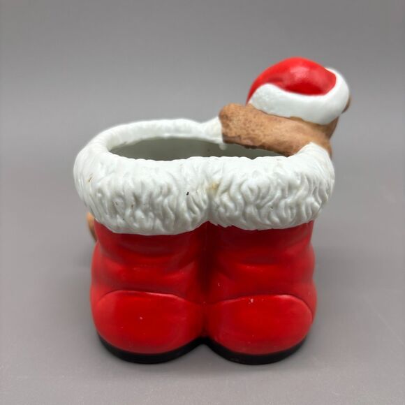 House of Lloyd 1988 Teddy Bear Santa Boot Christmas Candy Cane Holder Holiday - Picture 4 of 8